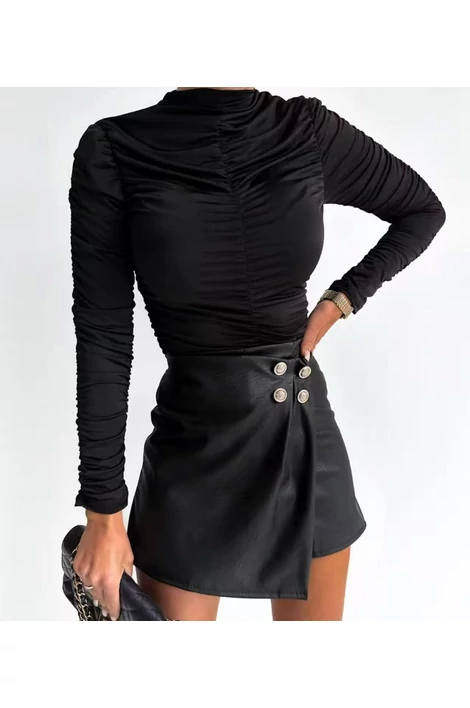 Bőrhatású fekete nadrágszoknya