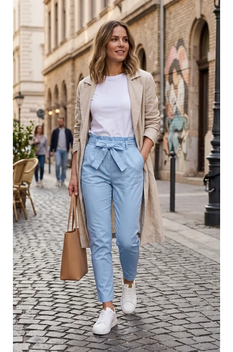 Magasderekú masnis világoskék nadrág