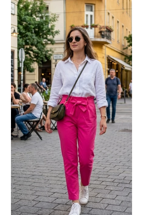 Magasderekú masnis pink nadrág