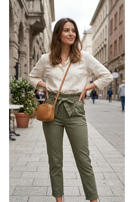 Magasderekú masnis khaki nadrág