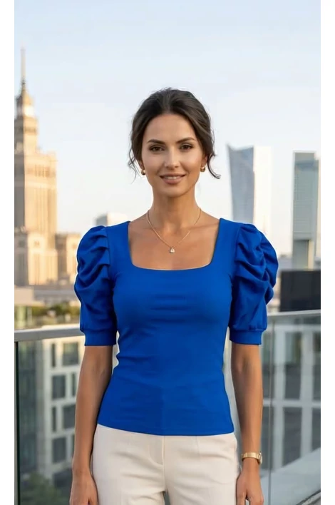 Puffos ujjú  királykék felső