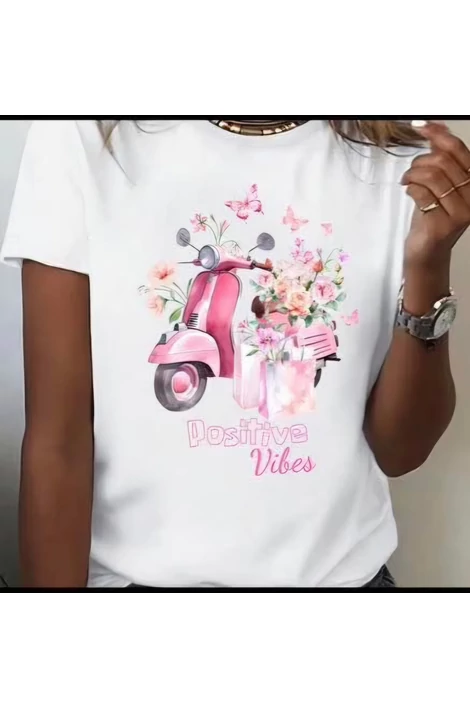 Positive vibes fehér póló 