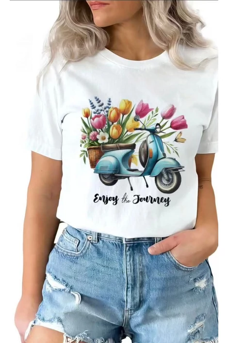 Kék Vespás fehér póló 