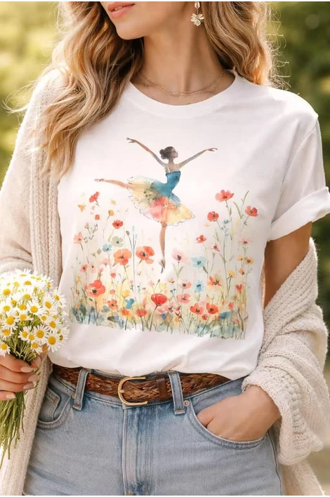 Balerina mintás, fehér póló 