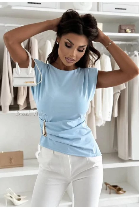 Aszimmetrikus aljú világoskék felső