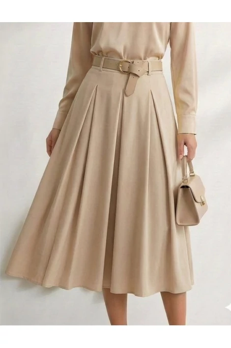 Zsebes drapp maxi szoknya