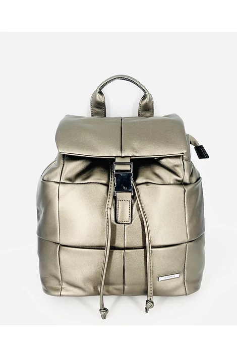 Bronz színű   háti táska szteppelt mintával  