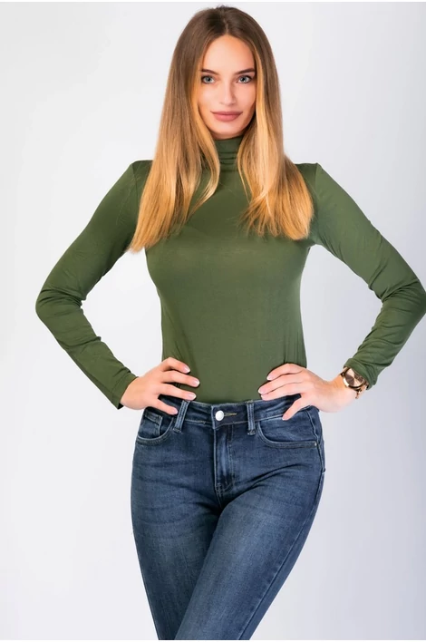 Khakizöld garbonyakú  body