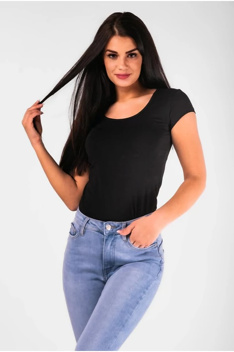 Fekete mély kerek nyakú body