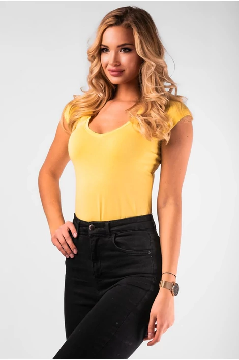 Sárga V nyakú body