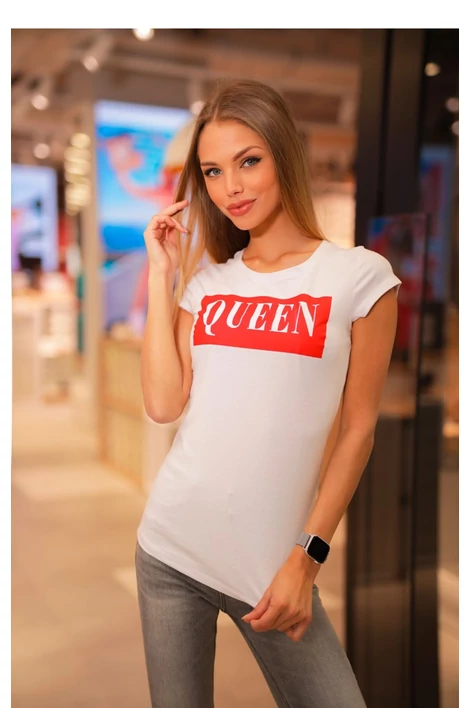 Quenn nyomatos fehér póló