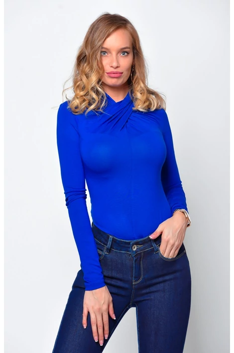 Királykék csavartnyakú  body