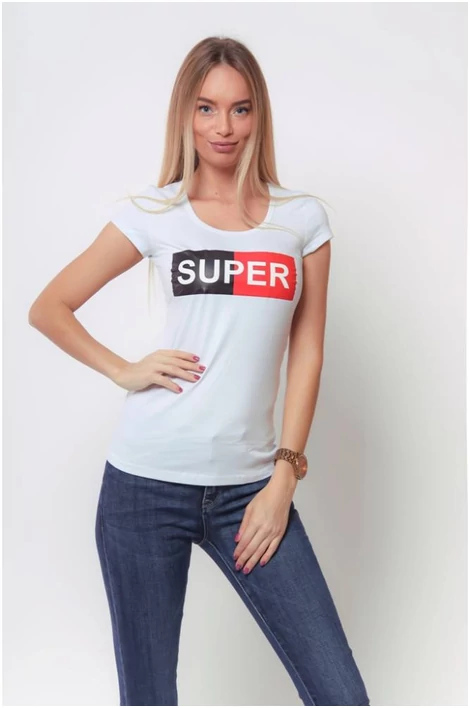 SUPER feliratos fehér póló