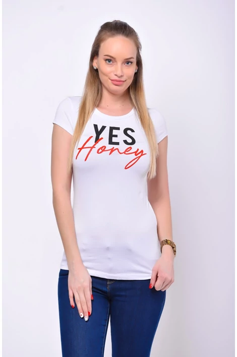 Yes honey feliratos fehér póló