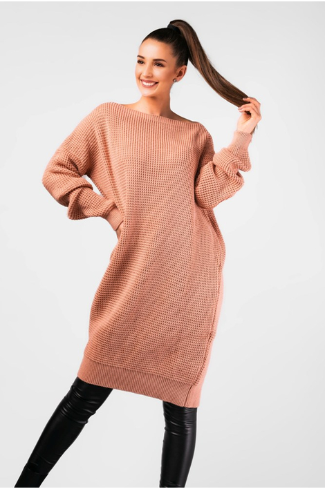 Bő fazonú mályva színű pulóver