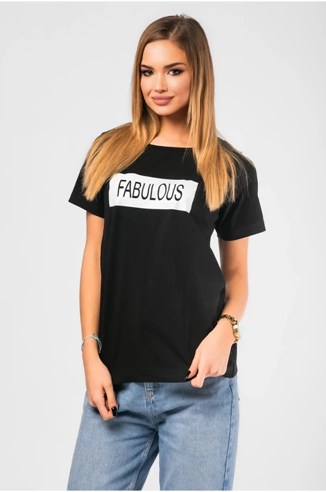 Fekete,nyomott mintás bő felső