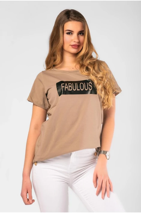 Mocha színű,nyomott mintás bő felső