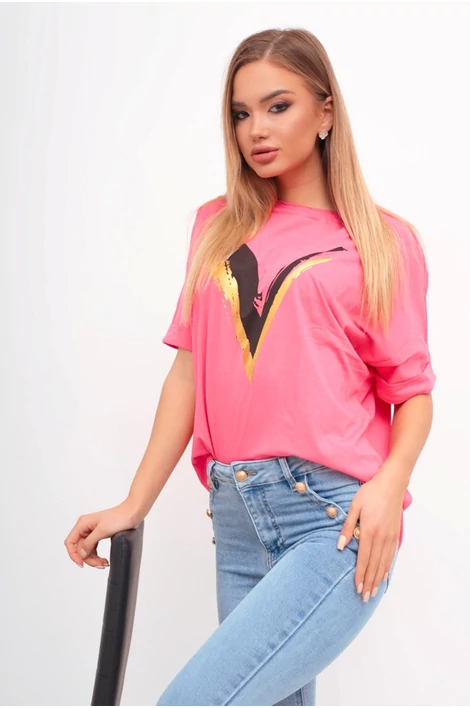 Lezser, nyomott mintás pink felső