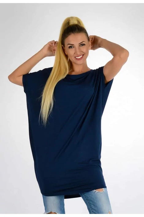 Félvállas bő fazonú sötétkék tunika