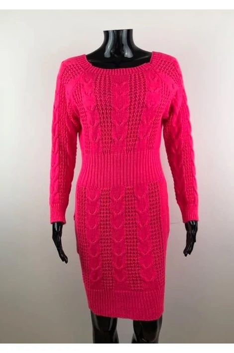 Csónak nyakú pink,kötött ruha