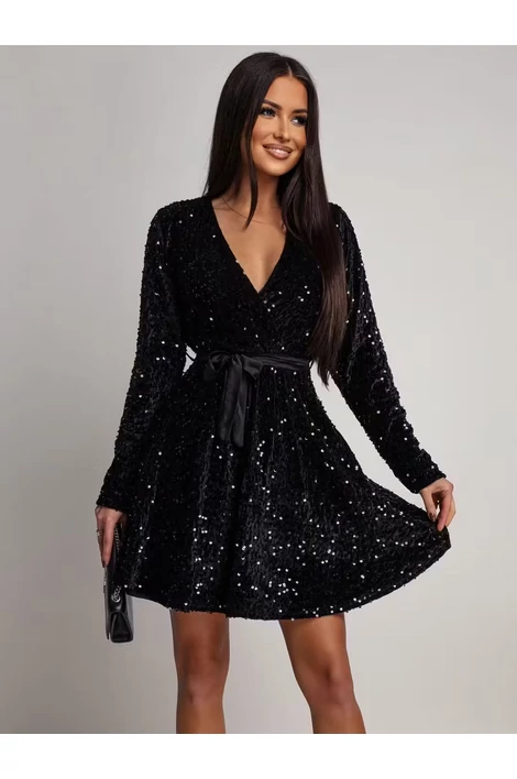 Stella flitteres fekete mini ruha