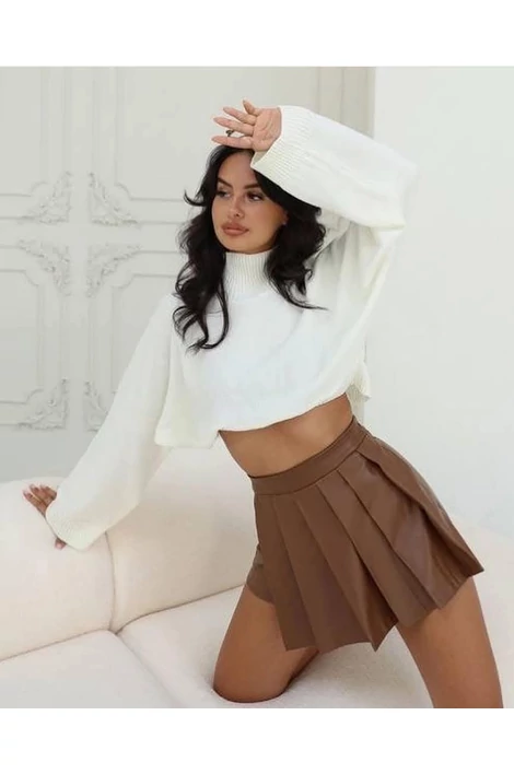 Bőrhatású barna szoknyanadrág