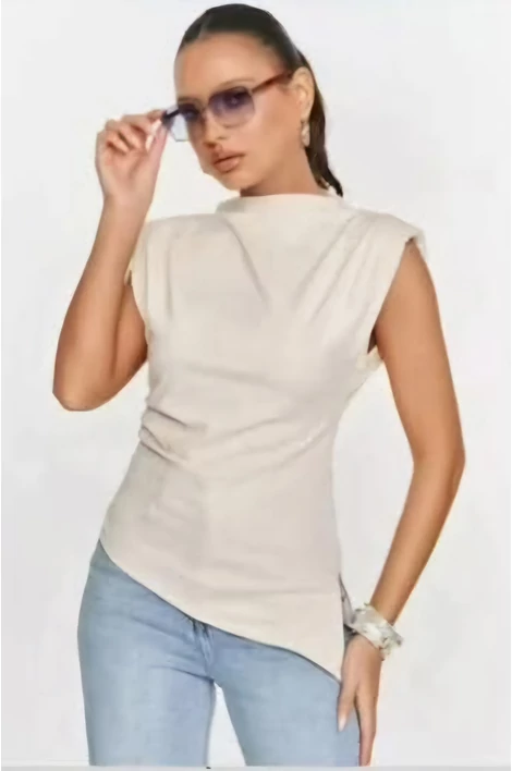 Aszimmetrikus aljú drapp felső