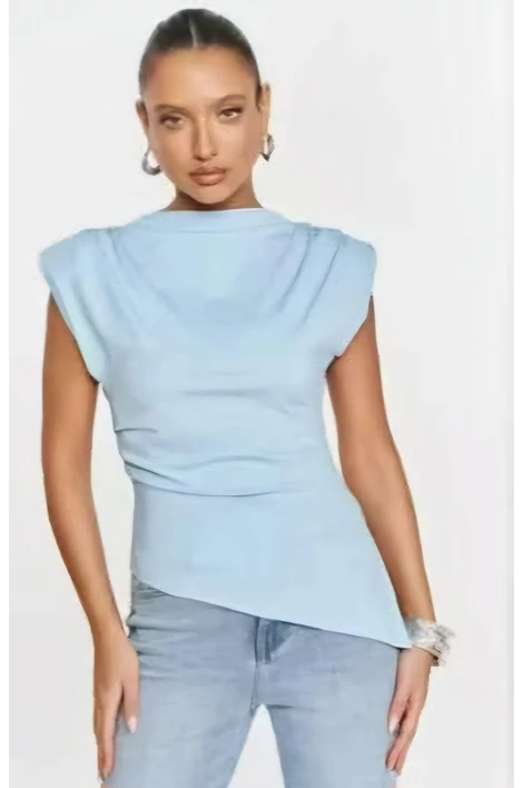 Aszimmetrikus aljú világos kék felső