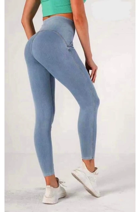 Push up hatású világoskék farmer  leggings