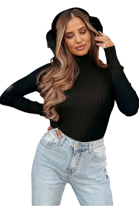 Magasnyakú fekete kötött felső
