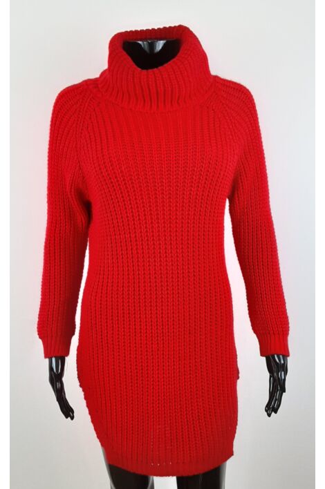 Magasnyakú piros pulóver
