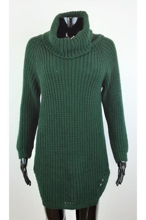 Magasnyakú sötétzöld pulóver