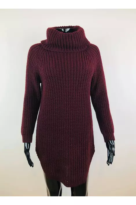 Magasnyakú bordó pulóver