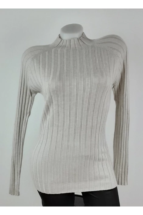 Állónyakú drapp kötött felső