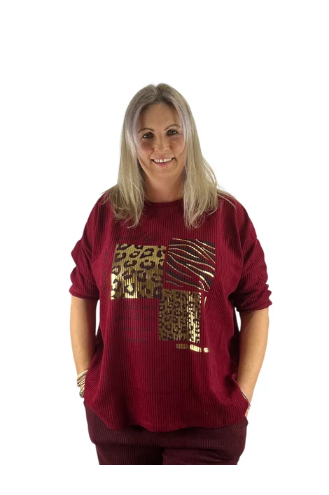 Borvörös kordbársony laza felső