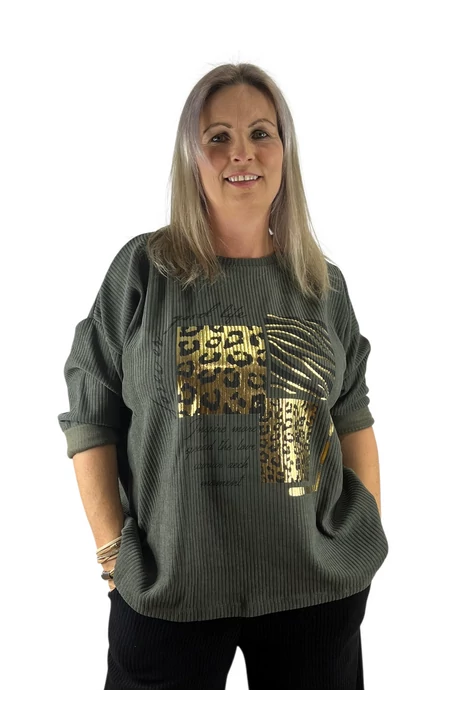 Khakizöld laza felső