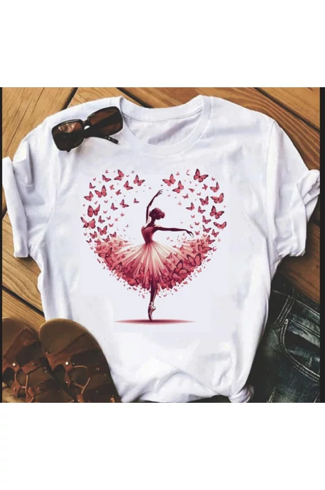 Balerina mintás, fehér póló