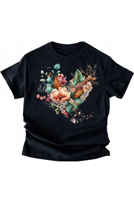 Nyomott mintás fekete póló