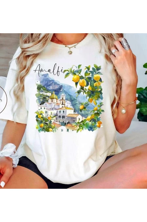 Amalfi felíratos, fehér póló