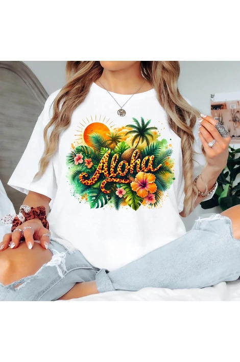 Aloha felíratos fehér póló