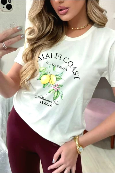Amalfi Coast feliratos,  fehér póló