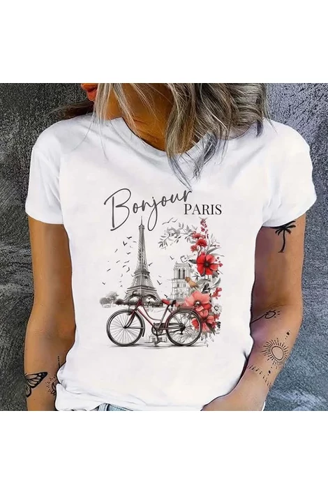 Bonjour Paris, fehér póló