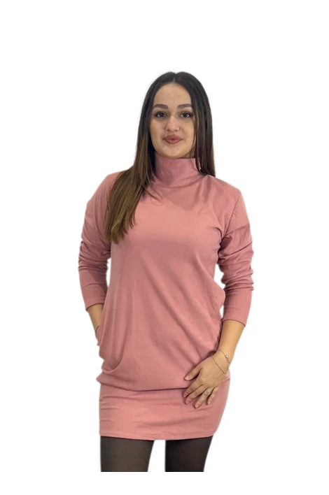 Lili plüss polár garbos  nyakú mályva ruha/tunika