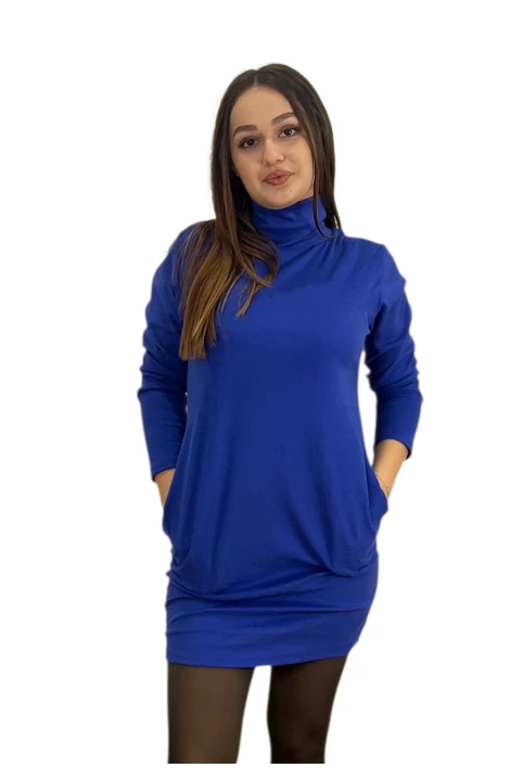 Lili plüss polár garbos  nyakú  királykék ruha/tunika