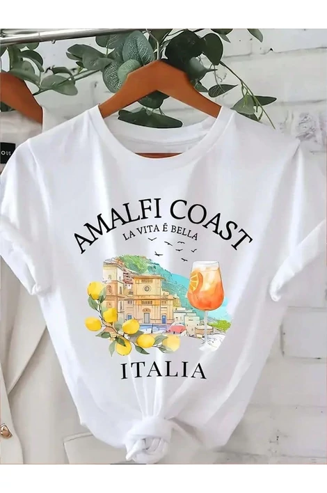 Amalfi Coast felíratos, fehér póló
