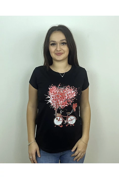 Nyomott mintás fekete póló