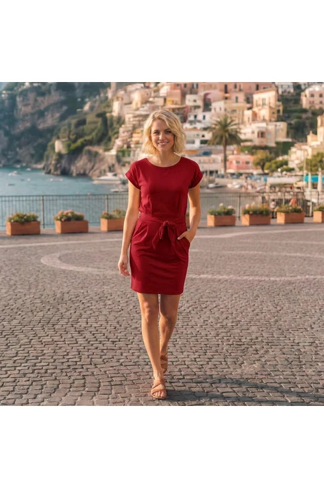Ramona zsebes bordó ruha