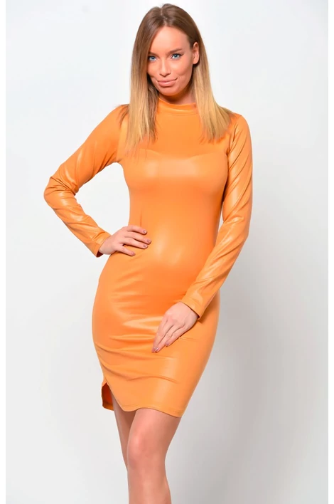 Félgarbós sárga latex hatású ruha