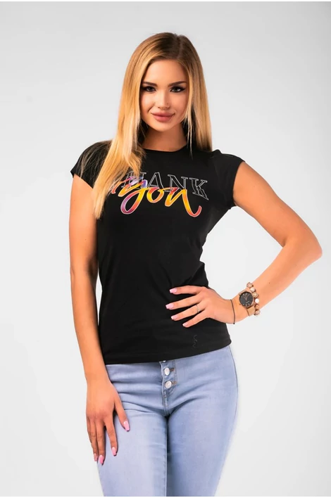 Thank you nyomatos fekete póló