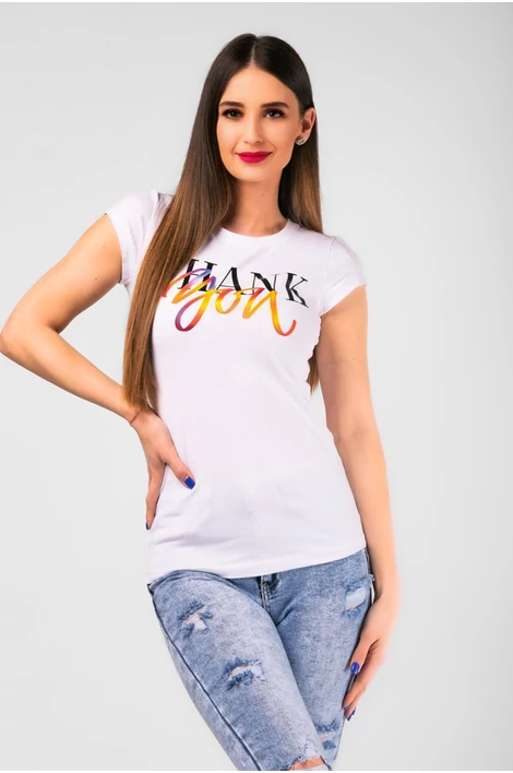 Thank you nyomatos fehér póló